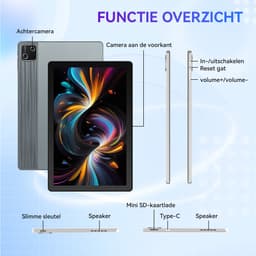 Hotlight G13 - Android 15 Tablet - 10.1 inch - 30(6+24)GB RAM/128GB ROM– 6200mAh - WiFi 6- 5MP+8MP Camera - Grijs — thumbnail 4