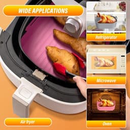 Siliconen bakvormen voor airfryers, 3-delige set, 20 cm, herbruikbaar, verdikte vierkante siliconen bakvormen voor airfryers (roze + grijs + gembergeel). — thumbnail 2