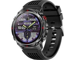 Knobbout 1.46”(3.7cm) GPS Outdoor Smartwatch – 6 Satelliet Positionering - Kompas & Hoogtemeter -LED-zaklamp - Hartslag & SpO₂, 30 m Waterdicht - 540mAh Batterij, Bluetooth 5.3- Zwart