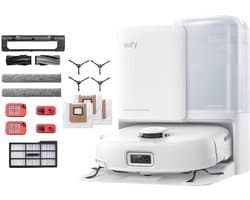 eufy Omni E25 - Robotstofzuiger met Vervangingssets - HydroJet dweilsysteem - 20.000 Pa zuigkracht - DuoSpiral borstels die ontklitten - CornerRover arm voor het schoonmaken van hoeken - alles-in-één station