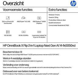 HP OmniBook X Flip Next Gen AI 14-fk0050nd - Copilot+ 2-in-1 Laptop - 14 inch - Ryzen AI 5 - 16GB/512GB — thumbnail 3