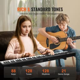Rolu Digitale Piano – Elektrische Piano – Keyboard 88 Toetsen – Opvouwbaar – Bluetooth – 128 Klanken – Inclusief Standaard — thumbnail 4