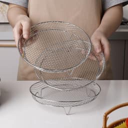 3 Stuks Rvs Airfryer Rack Ronde Stapelbare Rosten 304 Rvs Geschikt Voor 4.2 Tot 5.8 Liter Airfryers Als Ovenroosters En Droogrekken — thumbnail 5
