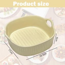 Ynkkvre - Ovenschaal - keramische ovenschaal vierkant - 650 ml hittebestendig - keramiek - met handgrepen, duurzaam - geschikt voor oven, airfryer en magnetron, geel — thumbnail 2