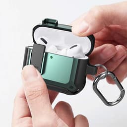 Telestore - Hoesje geschikte voor AirPods Pro 3 - TPU hybride hoesje Beschermhoes - Shockproof AirPods Pro 3 Cover - AirPods Pro 3 Hoesje - Geschikt voor Apple Airpods Pro 3 - wit - hard en TPU cover met sleutelhanger — thumbnail 3