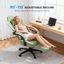 Dowinx Gamingstoel van Stof - Bureaustoel met Pocketvering - Ergonomische PC-stoel met Massagefunctie en Voetensteun - Belastbaar tot 150 kg - Groen — thumbnail 3