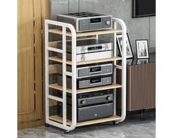 Media Opbergkast - AV Stand - Home Entertainment - Verrijdbaar & Vergrendelbaar - 50x42.5x90cm - Wit