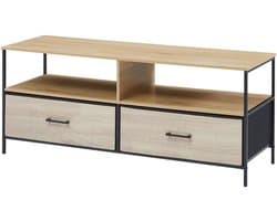 TV Meubel Hout - Media Console - Woonkamer Inrichting - Stabiel Metalen Frame - 120 cm Breed - Zwart