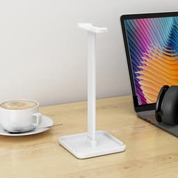 Moderne Headset Houder - Opbergrek Basis - Efficiënte Organisatie - Met Smartphone Slot - 103 x 103 x 238mm - Zwart — thumbnail 5