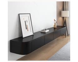 Zwevende TV Standaard - Mediameubel Wandkast - TV Opslag Oplossing - Met Deurtjes - 160 cm Breed - Zwart