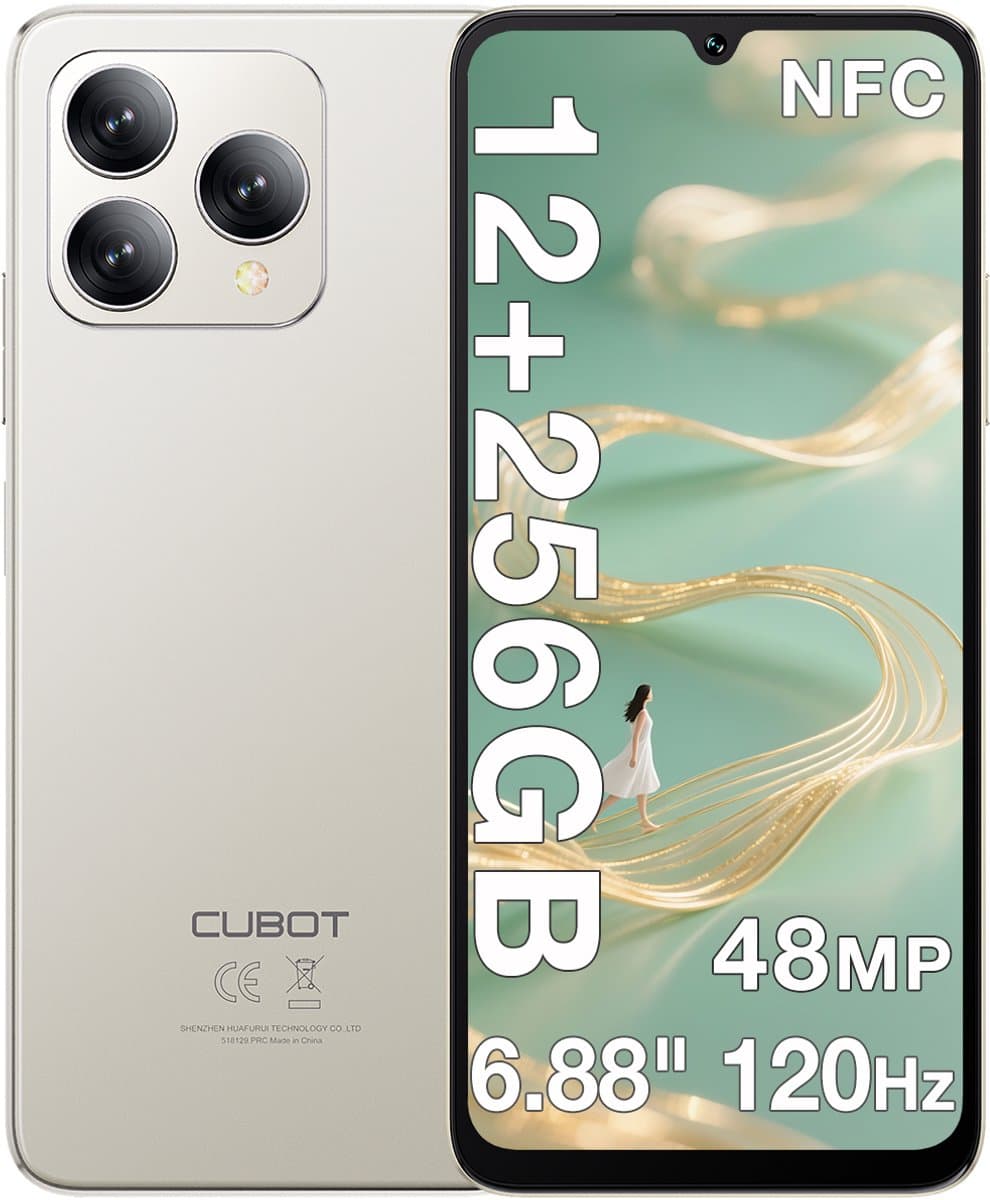 CUBOT A40 Smartphone - 12GB RAM 256GB ROM - 5100 mAh - Android 15 - Dual SIM 4G - 6,88 inch 120Hz - NFC - GPS - Beige — afbeelding 1