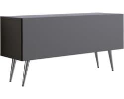 TV-meubel - Mediabox Kast - Woonkamer Opbergen - Eén Deur Plank - 100x52x32 cm - Antraciet Verchroomd