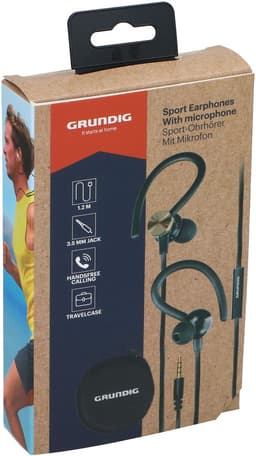 Grundig Sport - Oortelefoons - 120 cm Kabel - Lichtgewicht 42 gram - Met Oorhaken & Microfoon - Travelcase Inbegrepen — thumbnail 2