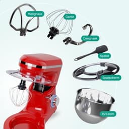 Aurixi® Mixer met mengkom - Mixer - Mixer met mengkom keukenmachine - Rood - ‎39 cm x 24 cm x 32 cm — thumbnail 5