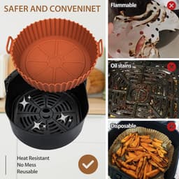 Set van 3 siliconen bakjes Geschikt voor Ninja airfryer - Herbruikbare siliconen kommen/mandjes geschikt voor airfryer - Bakplaat/ovenaccessoires - 20x5 cm — thumbnail 2