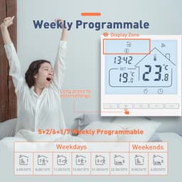 WiFi Slimme Thermostaat 16A – Geschikt voor Elektrische Vloerverwarming – Tuya App – Compatibel met Alexa & Google – Programmeerbare Kamerthermostaat — thumbnail 3