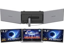 Blackview AceBook 6 Laptop 15,6 inch Full HD - 16 GB RAM - 256 GB + DCM8 15,3" Draagbare Monitor Combinatiepakket, FHD IPS Scherm, 100% sRGB, Dual-band WiFi, Plug & Play, Kantoor Efficiëntie Set (Grijs)