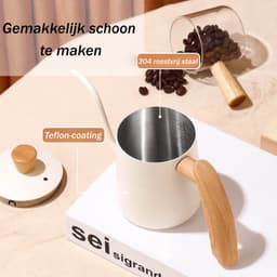 1 stuk - Koffiezetapparaat - Roestvrij staal - Filterkoffiezetapparaat - Gegradueerd - Smalle tuit - Koffieapparatuur - Klein filterkoffiezetapparaat - Geschikt voor het zetten van koffie - 350 ml - Wit — thumbnail 3