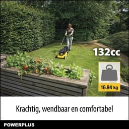 Powerplus benzine grasmaaier - 390 mm Ø en 132 cc, tuintoestel op benzine, met grasopvangsysteem en achteruitworp — thumbnail 4