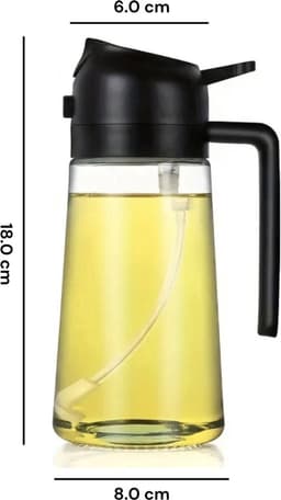 Flow Goods 2-in-1 Olijfolie Sprayer – Zwart - Olijfolie Fles met Giet- en Sprayfunctie - Navulbaar Olie Glas – 470 ML – Cooking Spray - BBQ Accesoires – Airfryer — thumbnail 7