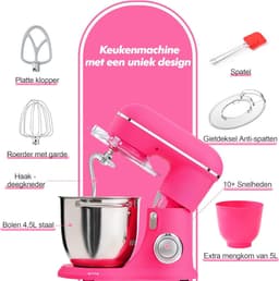 Aura® Mixer met mengkom - Mixer - Mixer met mengkom keukenmachine - donkerroze - ‎22cm x 36cm x 33cm — thumbnail 2