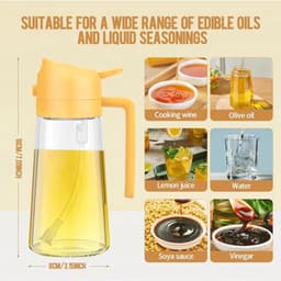 470 ml olieverstuiver en -dispenser 2-in-1 - olijfoliedispenser en schenker voor keuken - airfryer - salade - barbecue - geel — thumbnail 3