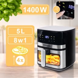 BERGMANN YA Air Fryer - 5L Capaciteit - 1400W - 8 Programma's - Kijkvenster — thumbnail 2