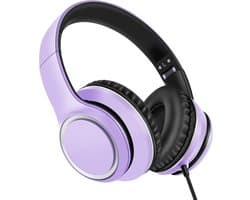 StayPowered Hoofdtelefoon - Kraakhelder Geluid - Maximaal Comfort - Ultrabrede Compatibiliteit - Knoopvrij Nylon Koord - Lichtgewicht & Opvouwbaar - Ingebouwde Microfoon - Verstelbaar Design - Paars/Zwart - Levering Sneller Dan Aangegeven!