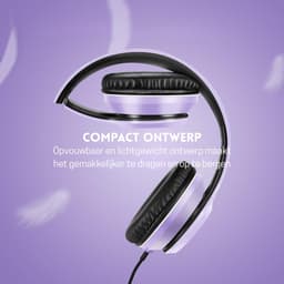 StayPowered Hoofdtelefoon - Kraakhelder Geluid - Maximaal Comfort - Ultrabrede Compatibiliteit - Knoopvrij Nylon Koord - Lichtgewicht & Opvouwbaar - Ingebouwde Microfoon - Verstelbaar Design - Paars/Zwart - Levering Sneller Dan Aangegeven! — thumbnail 3