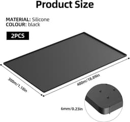 Silicone Mat met Rand - 48 × 30 cm - Zwart - Volledig Automatische Pad - Werkblad Bescherming - Silicone Mat voor Air Fryer - Set van 2 — thumbnail 7