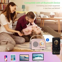 JeiibrZui Retro Bluetooth-luidspreker - Vintage Draagbare Draadloze Luidspreker - Draadloos/Bluetooth 5.0/TF Kaart/AUX - 1 Stuk - Roze — thumbnail 2