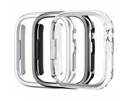 Zwart zilverkleurig en transparant smartwatch beschermhoes set geschikt voor Apple Watch 49 mm serie Ultra / Ultra 2 driedelige harde PC case hol ontwerp decoratieve watch case