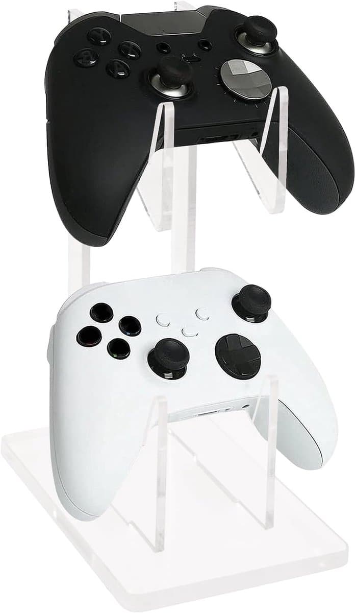 Transparent Acrylic Game Controller Stand Holder, Double Layer Gaming Controller Holder Stand, Universal Dual Gamepad Controller Holder Accessories, Headphone Headset Stand for Desk Table — afbeelding 1