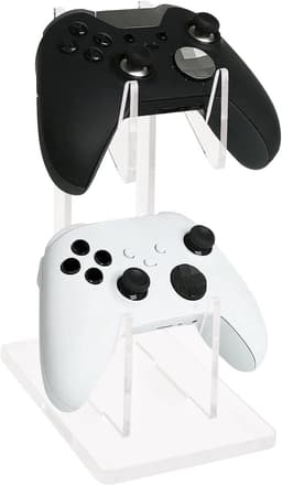 Transparent Acrylic Game Controller Stand Holder, Double Layer Gaming Controller Holder Stand, Universal Dual Gamepad Controller Holder Accessories, Headphone Headset Stand for Desk Table — thumbnail 1