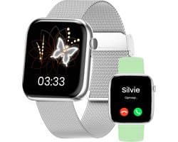 Bizoule Smartwatch Beso - Smartwatch Dames & Heren - Zilver - AMOLED Full HD Scherm - 40mm - Horloge met Belfunctie - Bloeddrukmeter - Stappenteller - Android en iOS