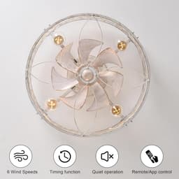 Industriële Plafondventilator met Verlichting Wit Laag Profiel 51cm met Afstandsbediening — thumbnail 1