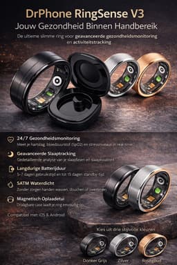 DrPhone RingSense V3 – Smart Ring - Europese ringmaat 54 - 5ATM Waterdicht – Slaapmonitor – Hartslagmeter - SpO2 + Case - Rose Goud Kleurig — thumbnail 3