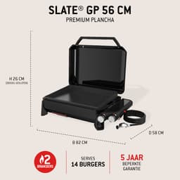 Weber Slate Plancha - 56 cm Bakplaat - Gasbarbecue - 2 Branders - Zwart - Verstelbare poten - Deksel voor bescherming - Bereikt tot 260 °C - Porselein geëmailleerde bakplaat met anti-aanbaklaag — thumbnail 2