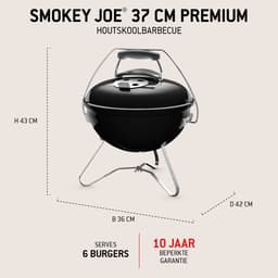 Weber Smokey Joe® Premium - Ø 37 cm Grillrooster - Houtskoolbarbecue - Zwart - Tuck-N-Carry Dekselvergrendeling - Gesloten ketel voor asopvang - Ventilatierooster in deksel - Stabiel frame met 3 poten - Draagbeugel — thumbnail 2