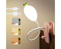 Oplaadbare LED Klemlamp met Flexibele Zwanenhals - Dimbare Leeslamp voor Kinderen en Bed