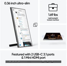 Rolu Portable Monitor – Draagbare Monitor – 17.3 Inch – HD 1080P IPS HDR – 60Hz – USB-C – Mini HDMI – HDR10 — thumbnail 5