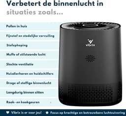 Vibrix PureFlow15 Pro Luchtreiniger / Air Purifier – EPA H14 + koolstoffilter – 100 m³/u – Voor kamers tot 15 m² – Ionisator – App-bediening – Zeer stil met slaapstand – Luchtkwaliteitindicator — thumbnail 4