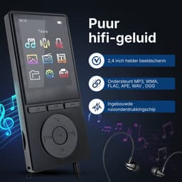 QURETTO® MP3 Speler 64GB – Bluetooth 5.3 – Nederlandse Interface – Inclusief 32GB SD Kaart – Diepe Bas – 2.4 Inch – USB-C – Uitbreidbaar tot 128GB – Voice Recorder – Muziekspeler — thumbnail 4