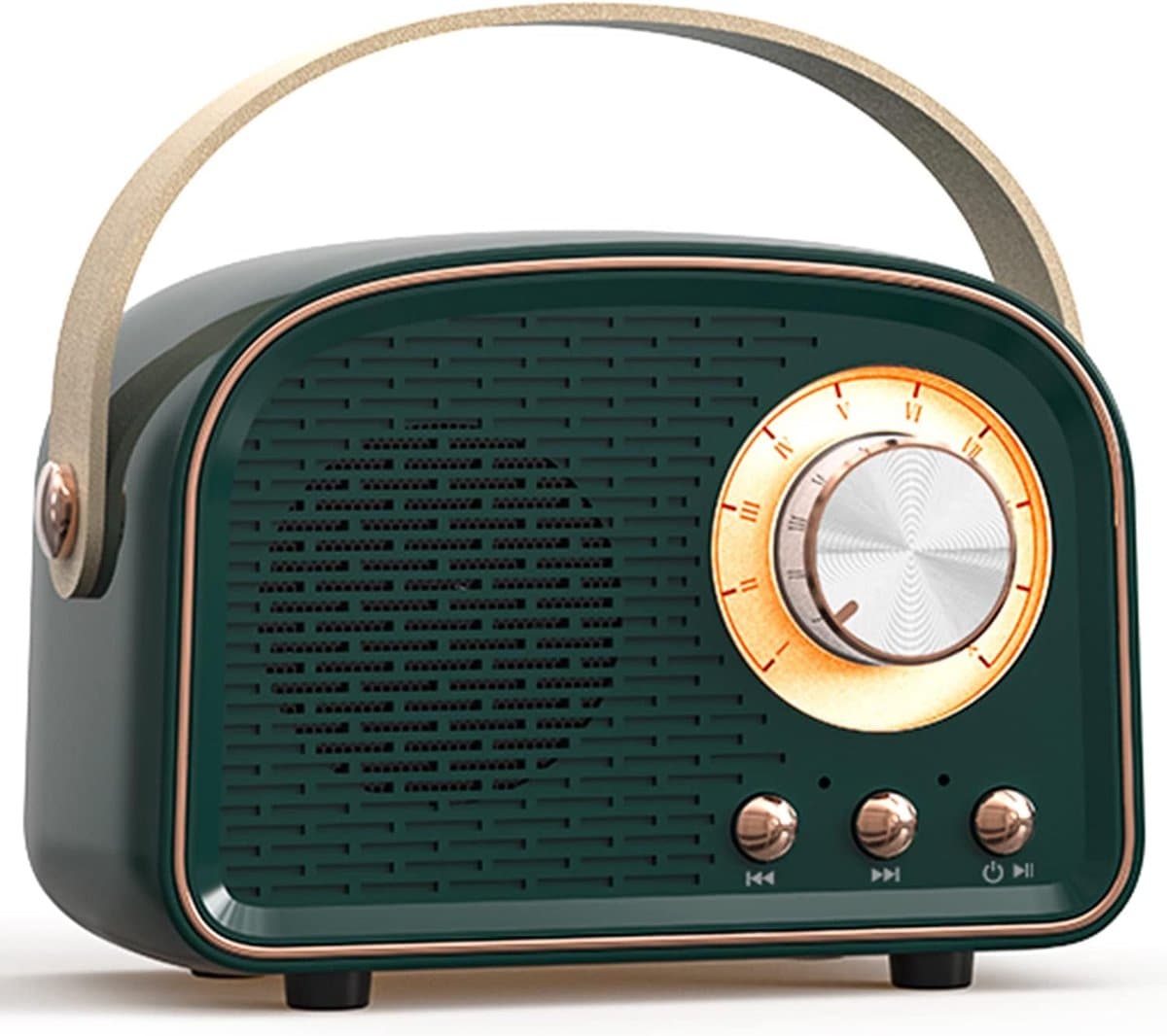 Retro Vintage Radio Bluetooth Speaker - Draadloze Stereo Speaker met FM Radio - Vintage Design - Bluetooth 5.0 Draadloze Speaker voor Kristalhelder Geluid - Perfect voor Thuis & Buiten - Donkergroen — afbeelding 1