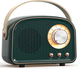 Retro Vintage Radio Bluetooth Speaker - Draadloze Stereo Speaker met FM Radio - Vintage Design - Bluetooth 5.0 Draadloze Speaker voor Kristalhelder Geluid - Perfect voor Thuis & Buiten - Donkergroen — thumbnail 1