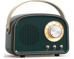 Retro Vintage Radio Bluetooth Speaker - Draadloze Stereo Speaker met FM Radio - Vintage Design - Bluetooth 5.0 Draadloze Speaker voor Kristalhelder Geluid - Perfect voor Thuis & Buiten - Donkergroen
