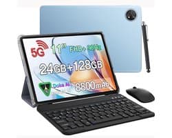 Tablet Blackview ZENO 10 - 5G LTE - 24GB RAM - 128 GB ROM - 8800mAh -Gemini Al - Android 15 - 11 inch - 2K FHD+ gamingtablet - pc-modus - Widevine L1 - OTG - Met Toetsenbord, slimme pen, Muis - Blauw