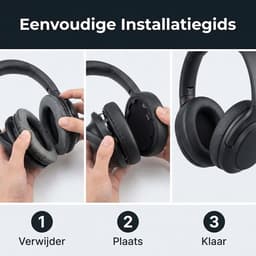 Oorkussens geschikt voor Sony WH-1000XM4 Oortelefoon Kussenhoes Oorbeschermers - Earpads vervanging - Zwart — thumbnail 3