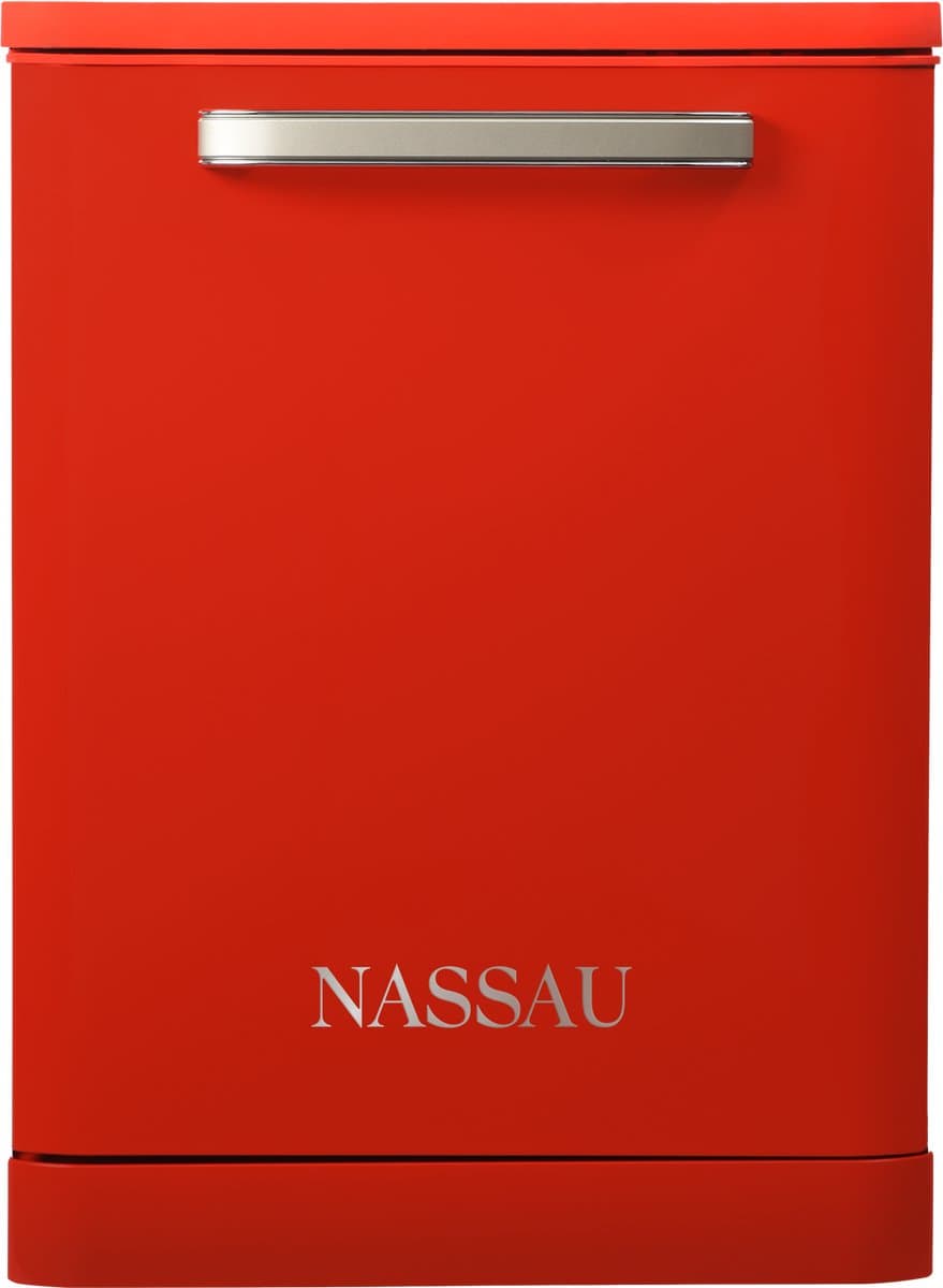 Nassau RVW6000ROO – AUTODOOR - Label D - 43DB! - RVS sproeiarm - Retro Rode Vaatwasser – Handgreep - Vrijstaand – Rood - 5 jaar garantie - — afbeelding 1