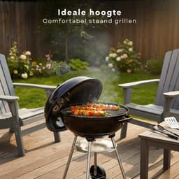 Cheqo® Houtskoolbarbecue - Houtskool Bbq - Kogelbarbecue - Barbecue Op Wielen - Kogelbarbecue Met Deksel - Houtskoolbarbecue Met Deksel - Houtskoolgrill - Tuinbarbecue - Buiten Barbecue - Zwarte Houtskoolbarbecue — thumbnail 2